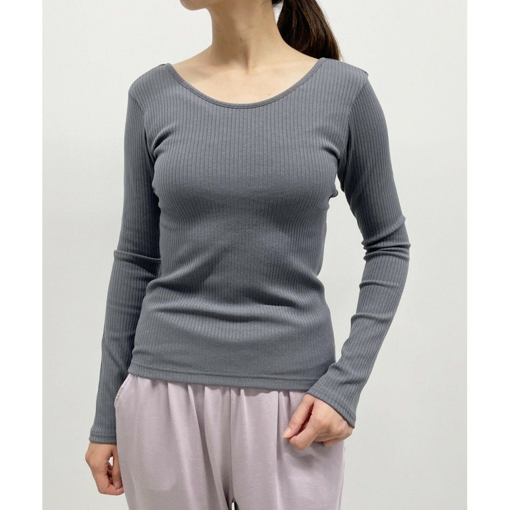 【新品未使用】Julier リブロングスリーブプルオーバー/パット付き OUTLET】【Julier（ジュリエ）】リブロングスリーブプルオーバー