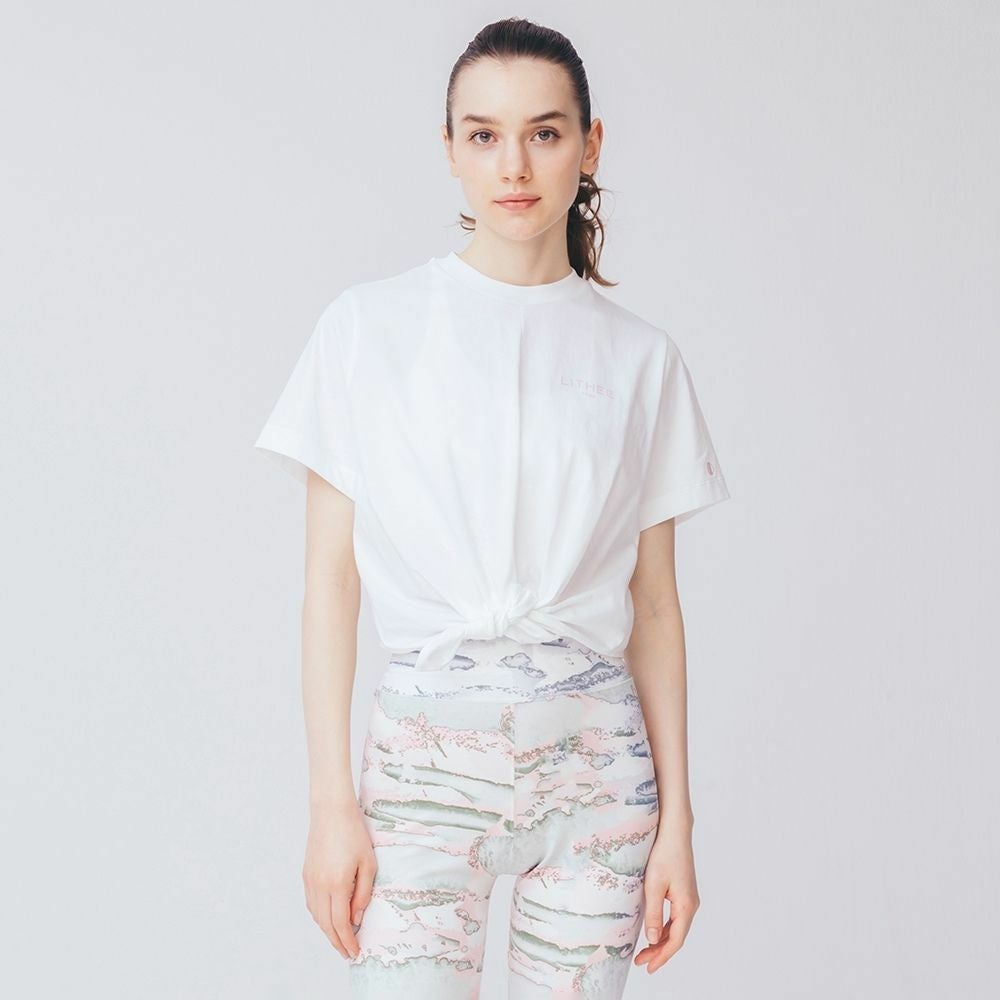 LITHEE（リジー）】ウエストリボンTシャツ（ホワイト）｜LITHEE YOGA