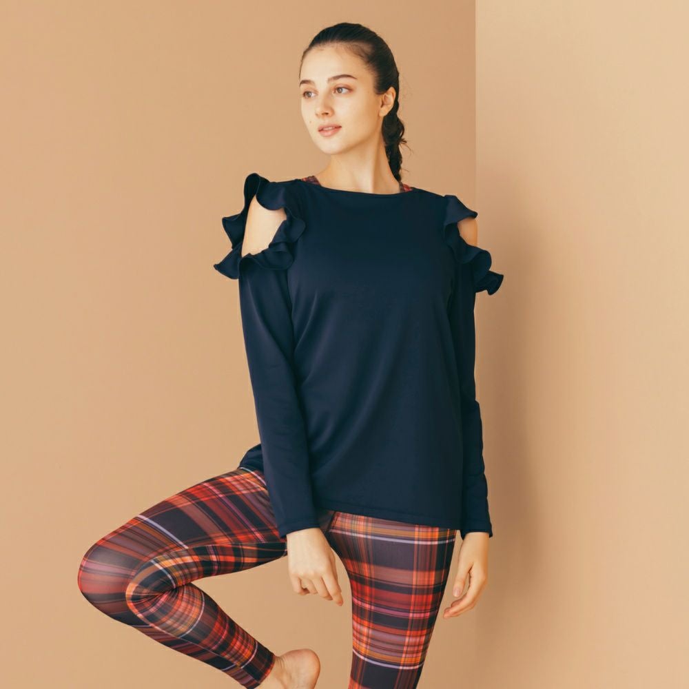 LITHEE ネイビーとホワイトのチェック柄 ヨガウェア LITHEE PRINT LEGGINGS ｜LITHEE｜リジー【公式】ヨガウェア